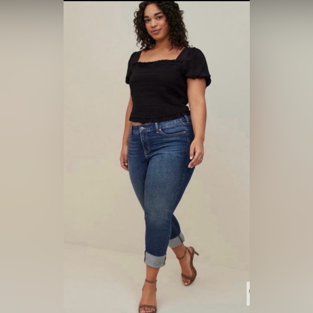 Torrid Challis Smocked Puff Sleeve Crop Top Size 6X New